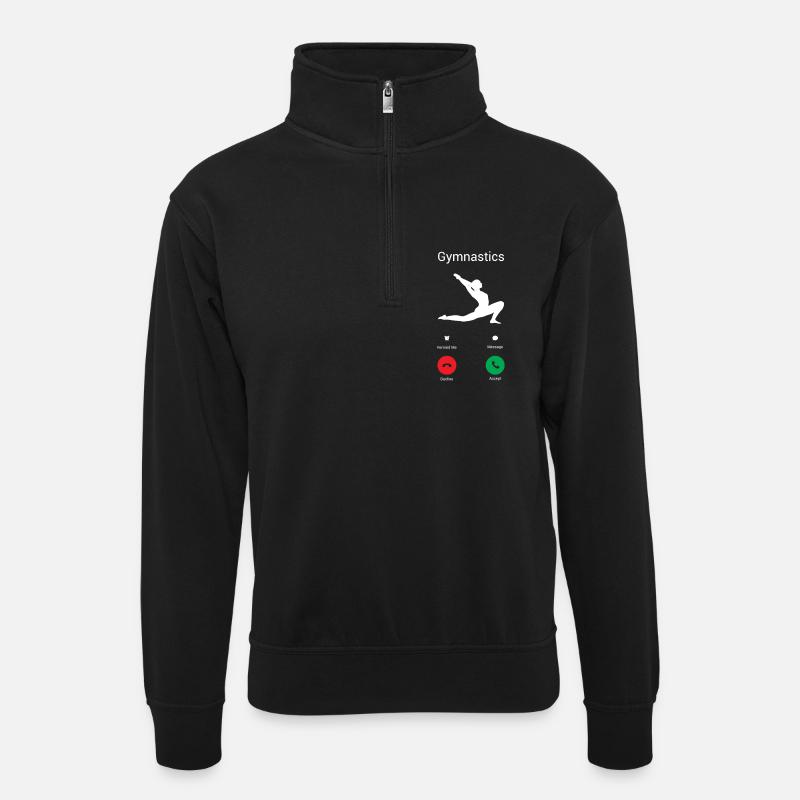 Gymnastik ruft! - Unisex Pullover mit Zip-Kragen - Schwarz