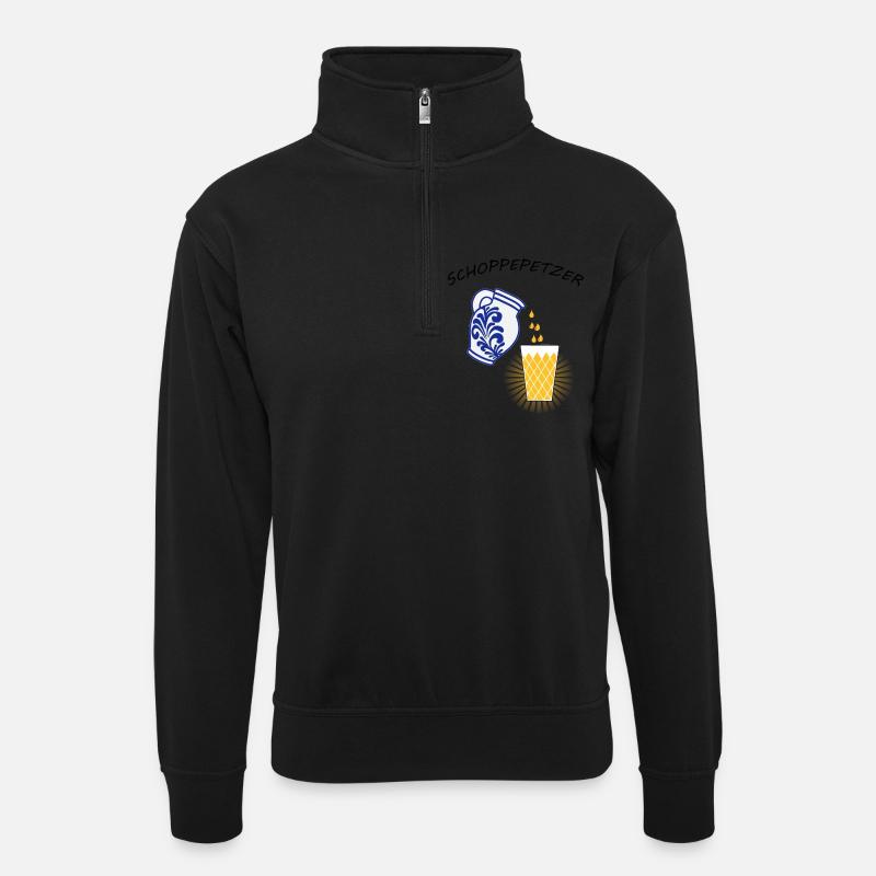 SCHOPPEPETZER - 100% Apfelwein - Unisex Pullover mit Zip-Kragen - Schwarz