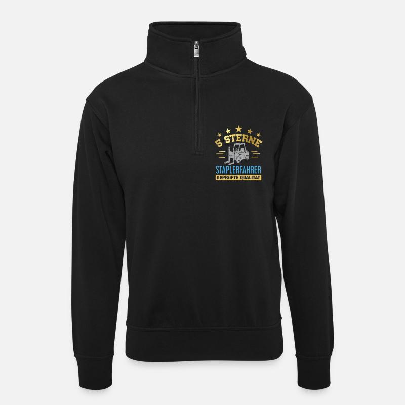 Stapler / Staplerfahrer - Unisex Pullover mit Zip-Kragen - Schwarz