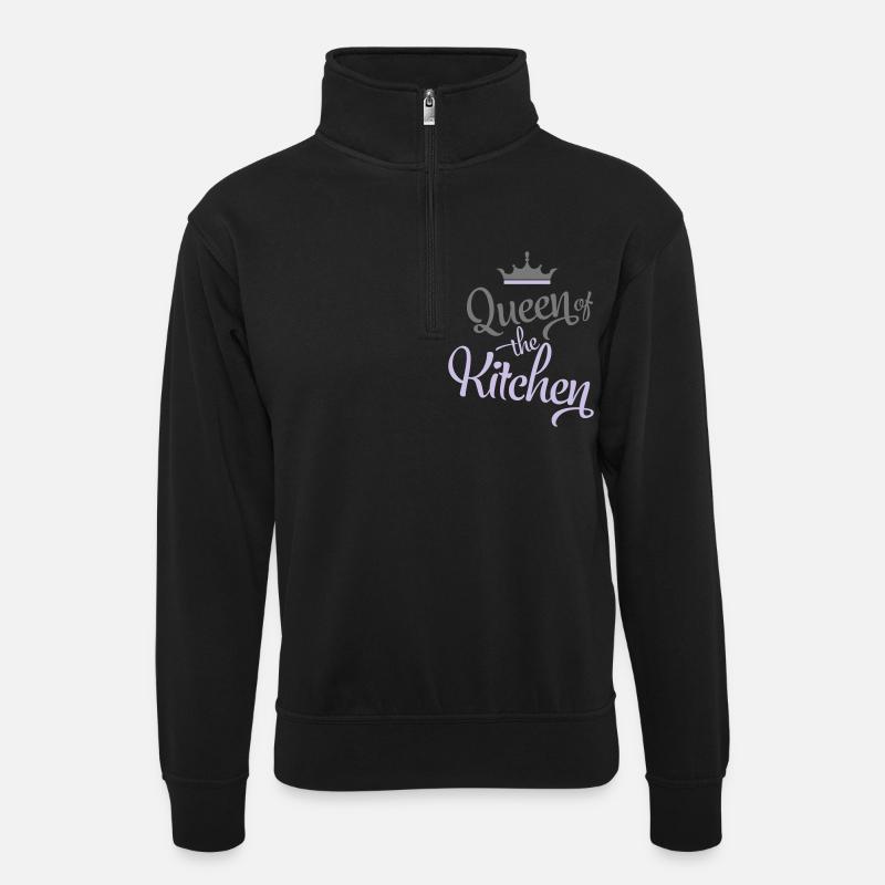 Kochen - Unisex Pullover mit Zip-Kragen - Schwarz