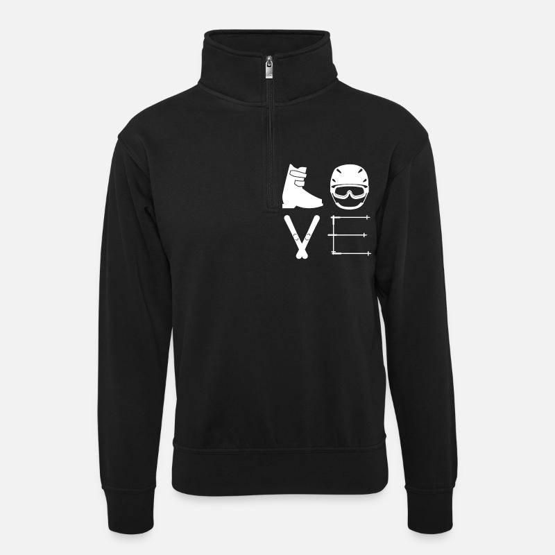 ski amour - Sweat col montant zippé unisexe - noir