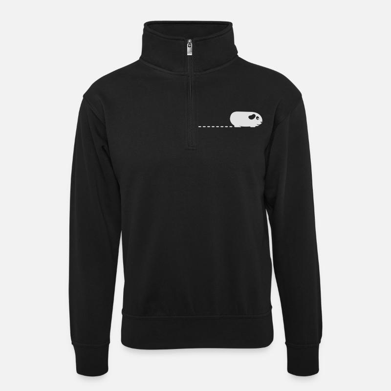 Pooping Guinea Pig - Unisex sweater with zip collar - black