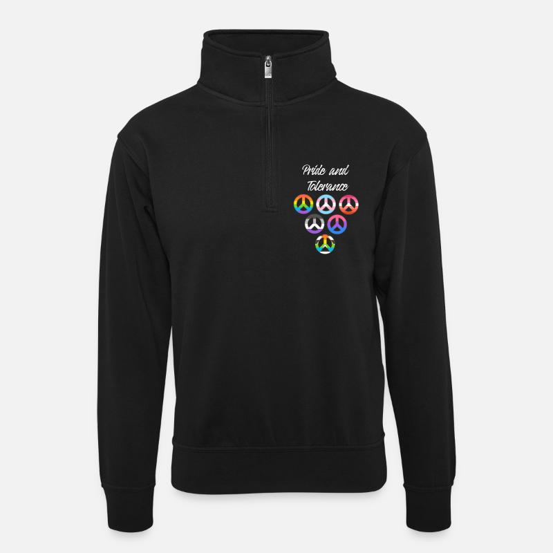 Pride and tolerance lgbt - Unisex sweater with zip collar - black