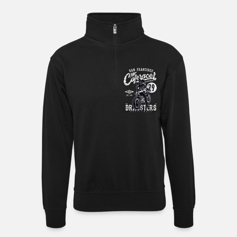 Caferacer79 - Unisex Pullover mit Zip-Kragen - Schwarz