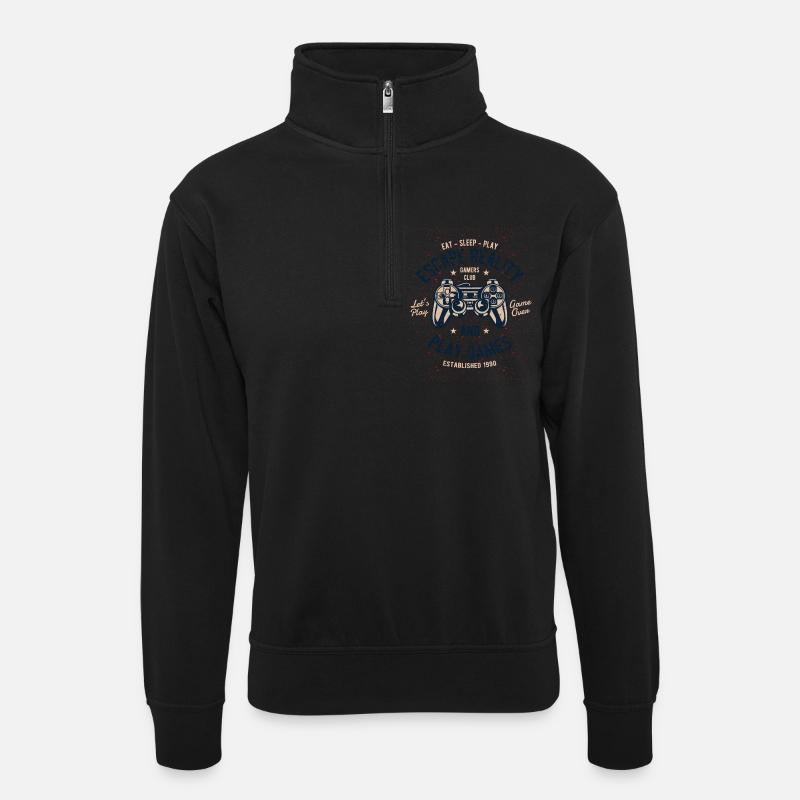 Escape Reality - Unisex Pullover mit Zip-Kragen - Schwarz