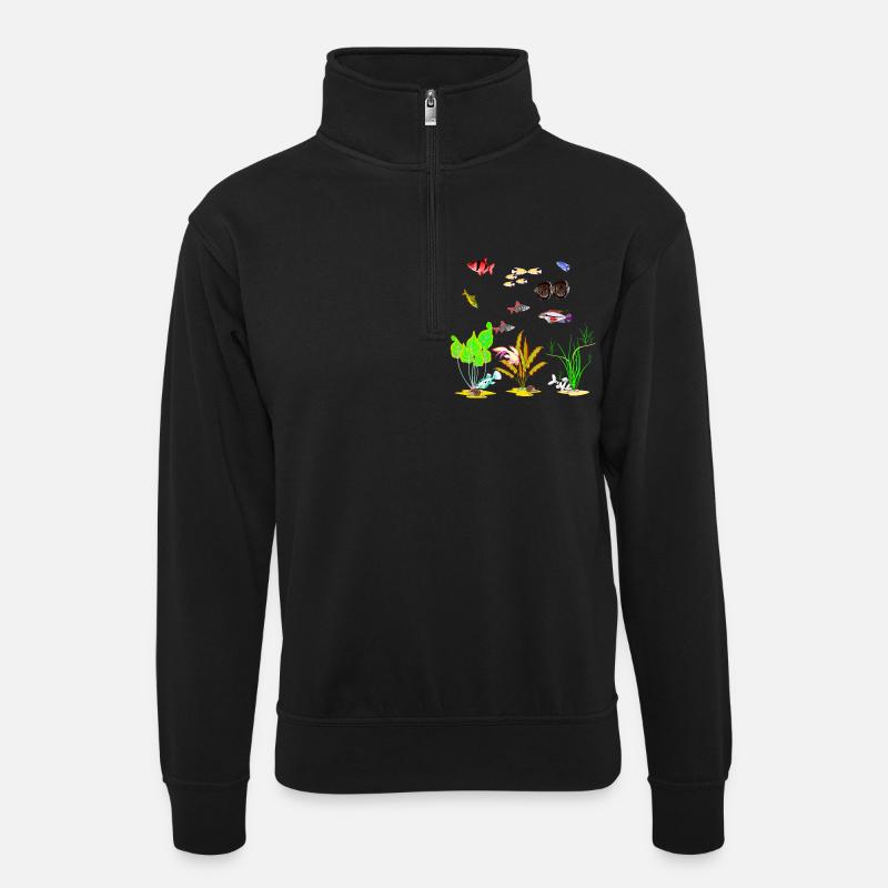 My Fish Tank 3 - Unisex Pullover mit Zip-Kragen - Schwarz