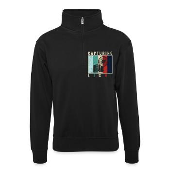Capturing Light - paparazzi photo editor - Unisex Pullover mit Zip-Kragen - Schwarz - Vorne