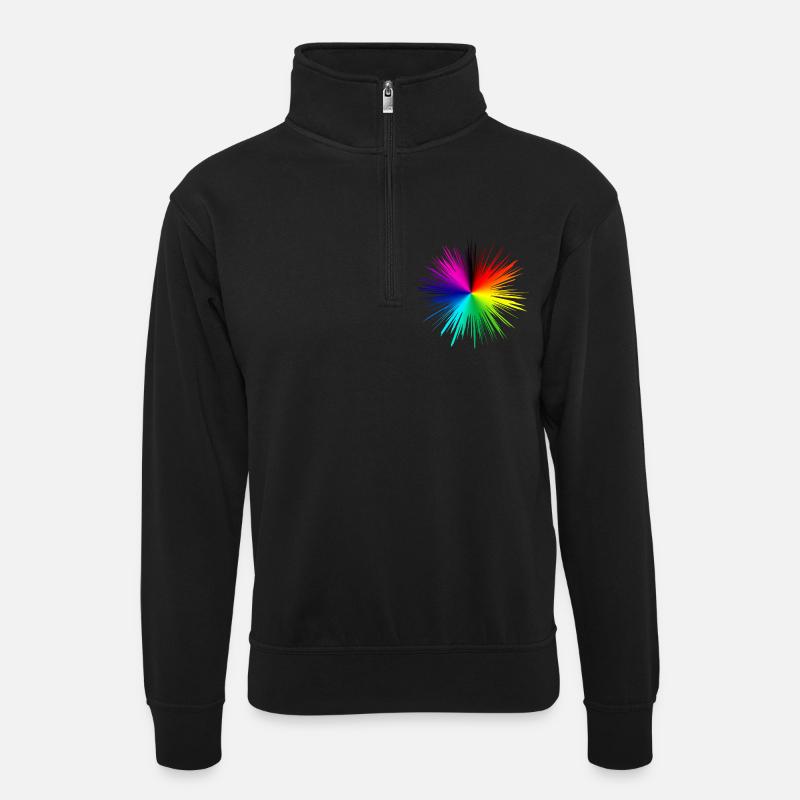 Farbexplosion Radialburst - Unisex Pullover mit Zip-Kragen - Schwarz