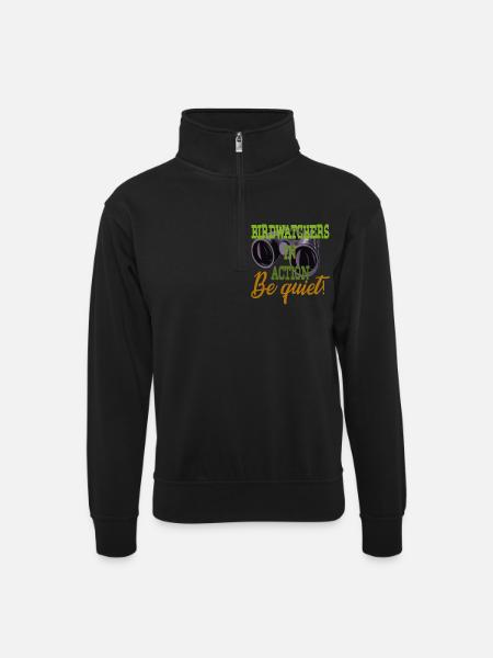 Bird Watching Ornithology - Unisex sweater with zip collar - black