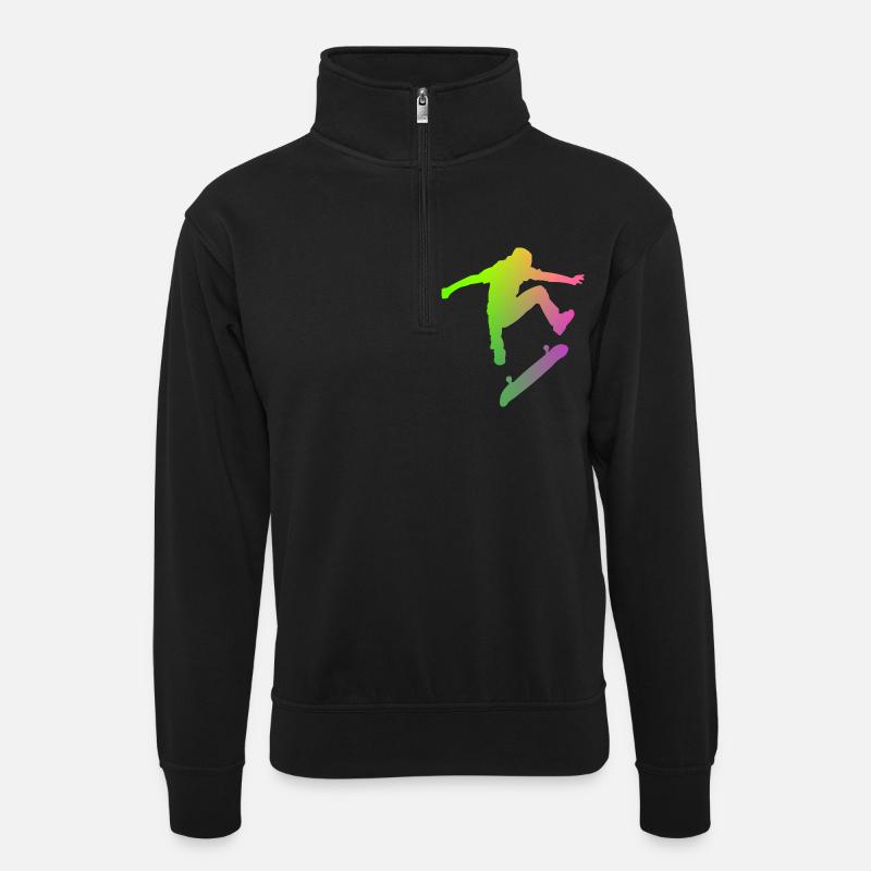 Skater - Unisex Pullover mit Zip-Kragen - Schwarz