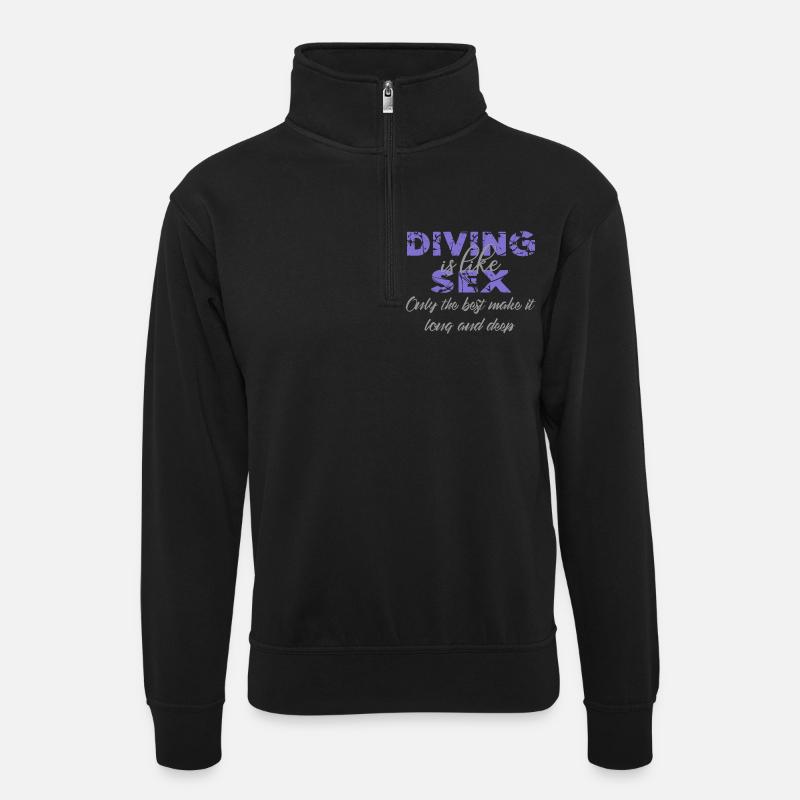 Sport diving diver gift - Unisex sweater with zip collar - black