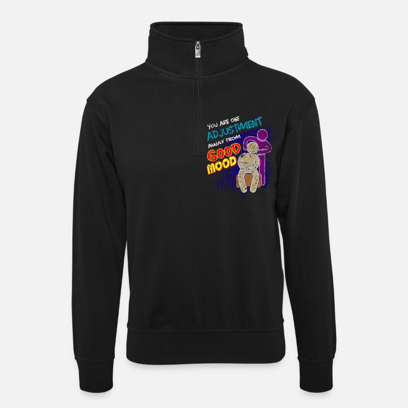 Chiropraktiker Massage Arzt Knochen Wirbelsäule - Unisex Pullover mit Zip-Kragen - Schwarz