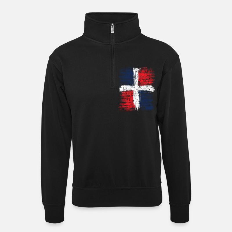 Dominikanische Republik - Unisex Pullover mit Zip-Kragen - Schwarz
