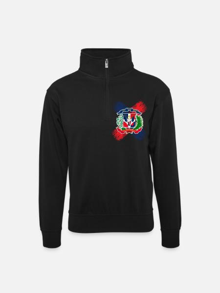Dominican Republic - Unisex sweater with zip collar - black
