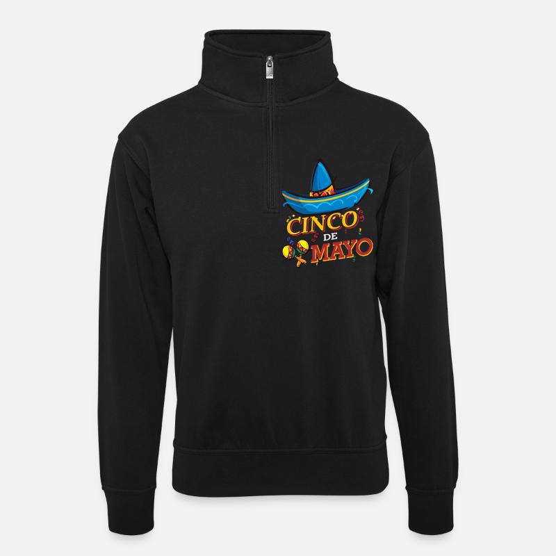 cinco de mayo - 5 de mayo - Unisex sweater with zip collar - black