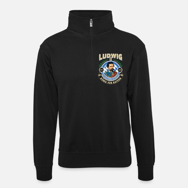 KÖNIG LUDWIG VON BAYERN - Unisex Pullover mit Zip-Kragen - Schwarz