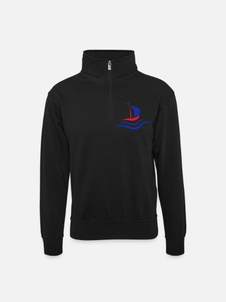 Voilier - Sweat col montant zippé unisexe - noir