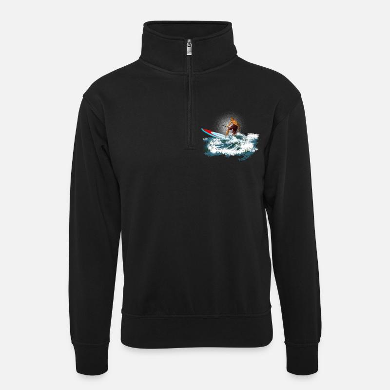 paddleboarder - Unisex sweater with zip collar - black