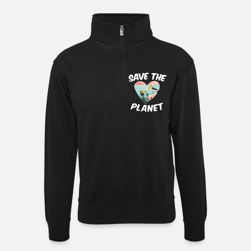 Save The Planet - Sweat col montant zippé unisexe - noir