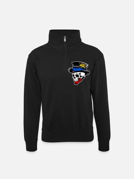 Skull Rostock - Unisex sweater with zip collar - black