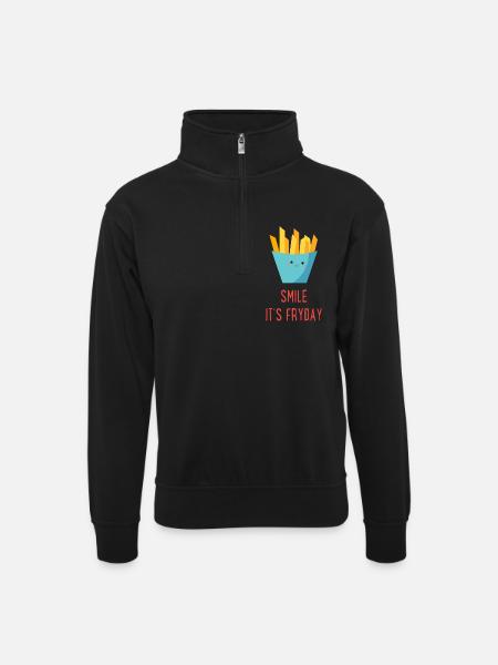 French fries - Unisex sweater with zip collar - black