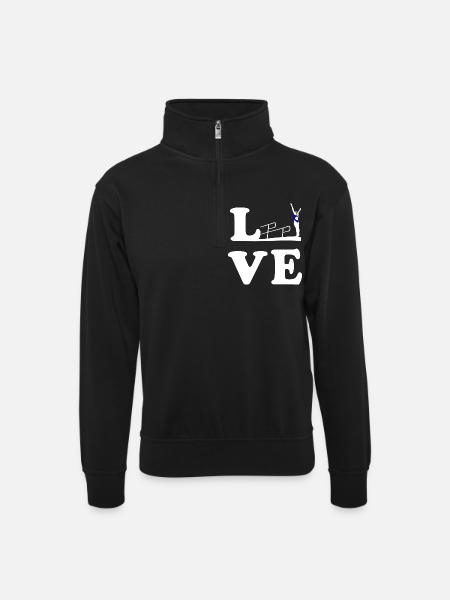 Diving Diving Diving LOVE - Unisex sweater with zip collar - black