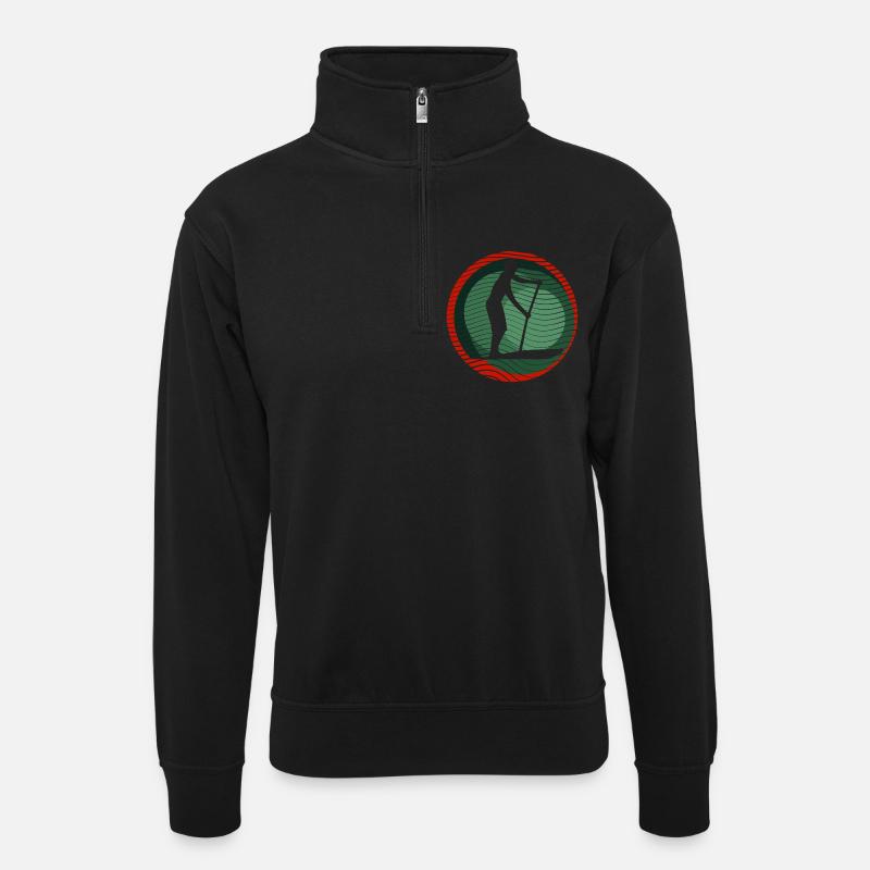 SUP - Surfing - Unisex Pullover mit Zip-Kragen - Schwarz