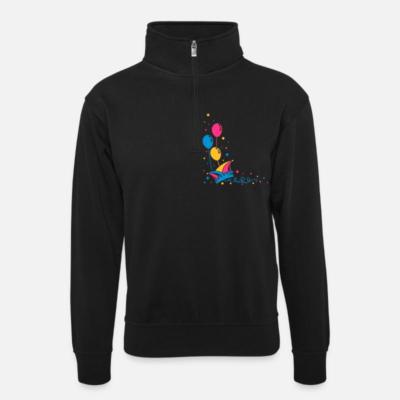Narrenkappe Karneval Fasching - Unisex Pullover mit Zip-Kragen - Schwarz