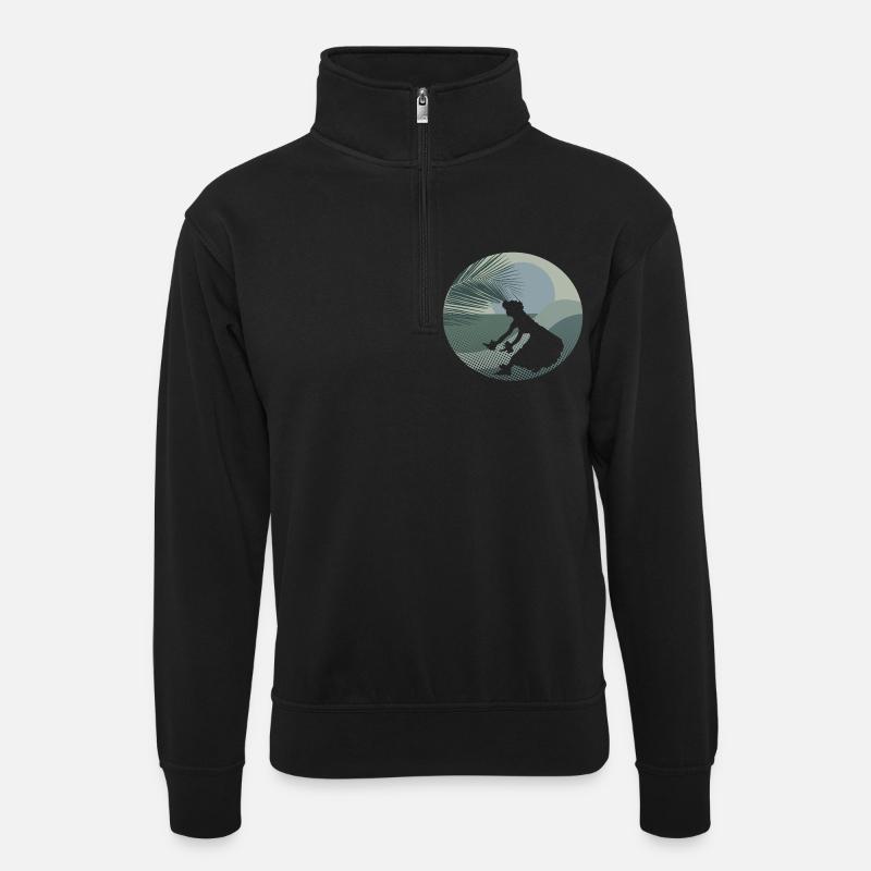 Hawaii Girl - Unisex Pullover mit Zip-Kragen - Schwarz