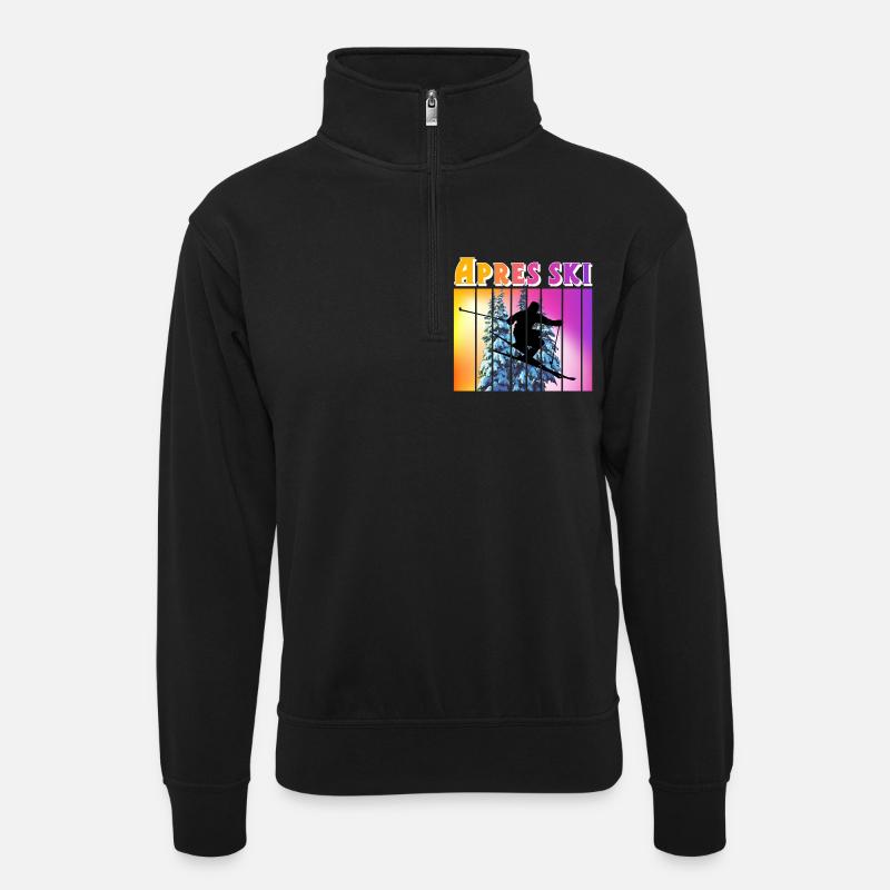 Apres Ski - Unisex Pullover mit Zip-Kragen - Schwarz