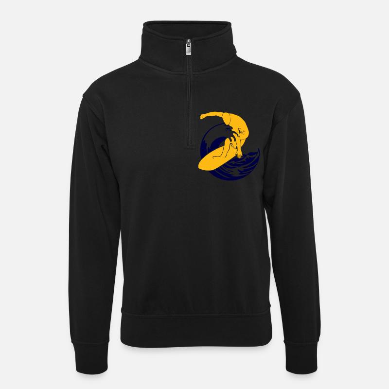 Planche de surf | Surfeur | Surfer - Sweat col montant zippé unisexe - noir