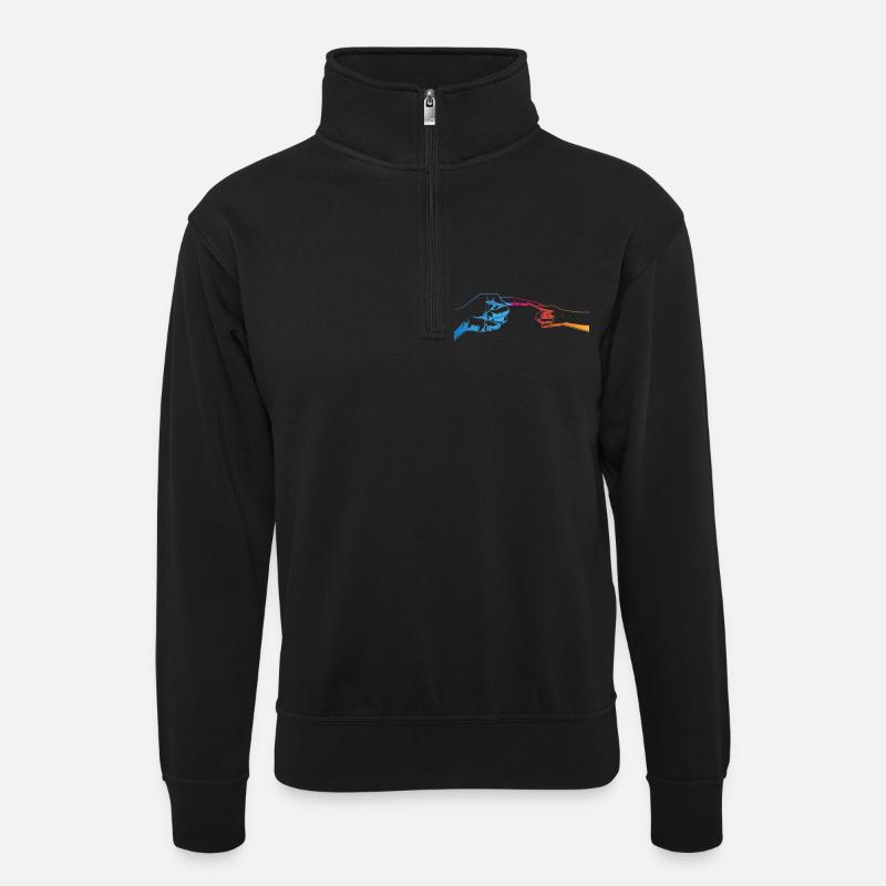 Vater und Tochter - Unisex Pullover mit Zip-Kragen - Schwarz