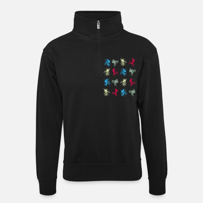 BMX / Bmx / bmx / gift idea / birthday - Unisex sweater with zip collar - black