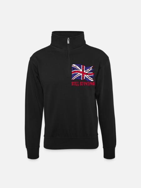 Drapeau anglais déchiré - Sweat col montant zippé unisexe - noir