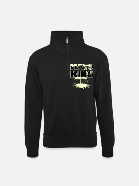 Mayo King - Mayonnaise spilled - Unisex sweater with zip collar - black