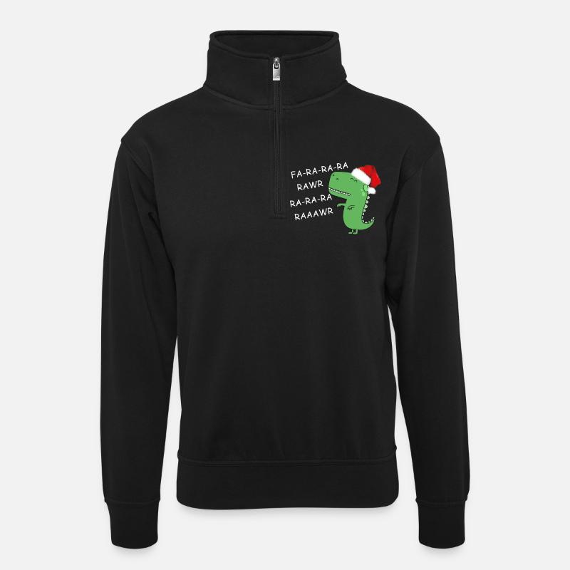 dinosaur christmas - Unisex sweater with zip collar - black