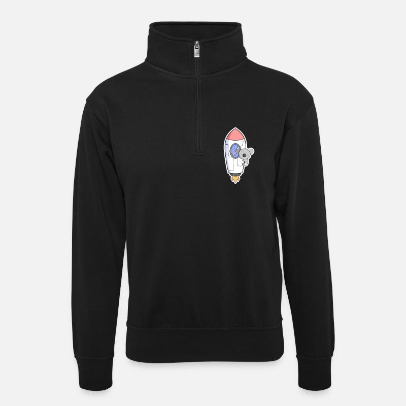 Koala rocket in orbit - Unisex sweater with zip collar - black