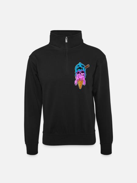 Ice Cream Zombie - Unisex sweater with zip collar - black