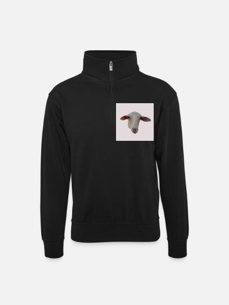 Schaf - Unisex Pullover mit Zip-Kragen - Schwarz
