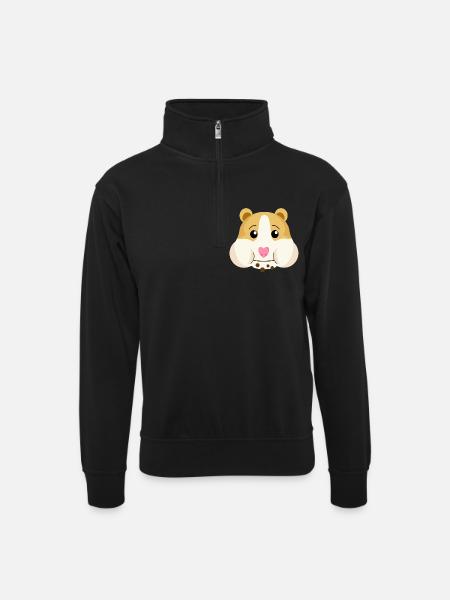 Émoticône emoji drôle bébé hamster cochon d'Inde - Sweat col montant zippé unisexe - noir