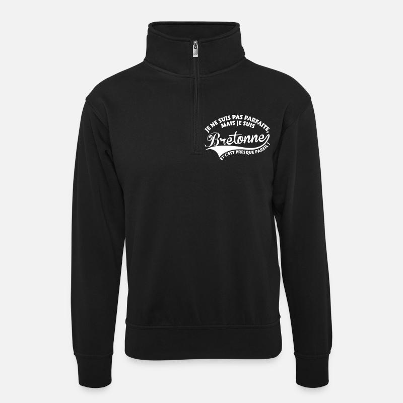 Parfaite Bretonne - Sweat col montant zippé unisexe - noir
