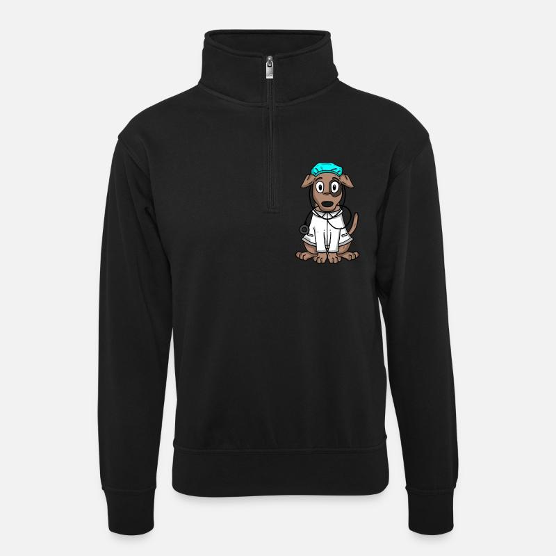 Chien médecin - Sweat col montant zippé unisexe - noir