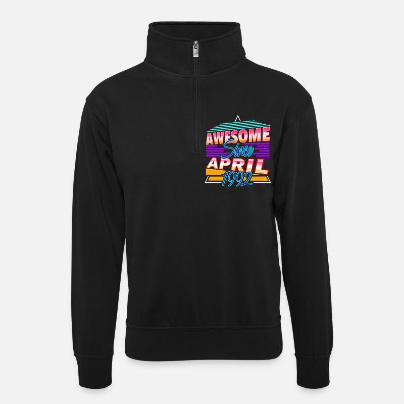 April 1992 - Unisex Pullover mit Zip-Kragen - Schwarz