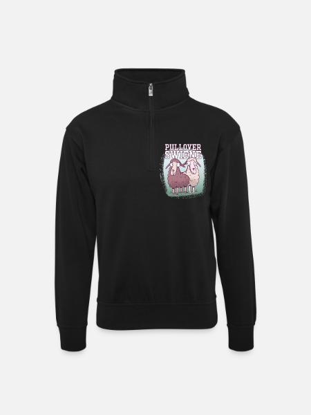 Pulloverswiene Plattdeutsch Ostfriesisch Schafe - Unisex Pullover mit Zip-Kragen - Schwarz
