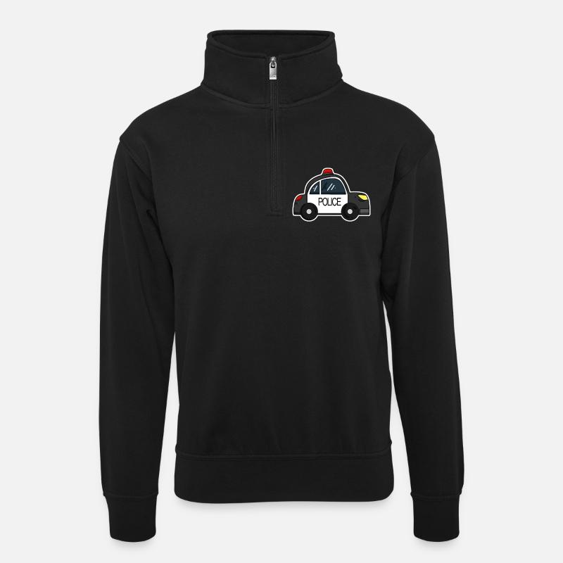Polizeiwagen - Unisex Pullover mit Zip-Kragen - Schwarz