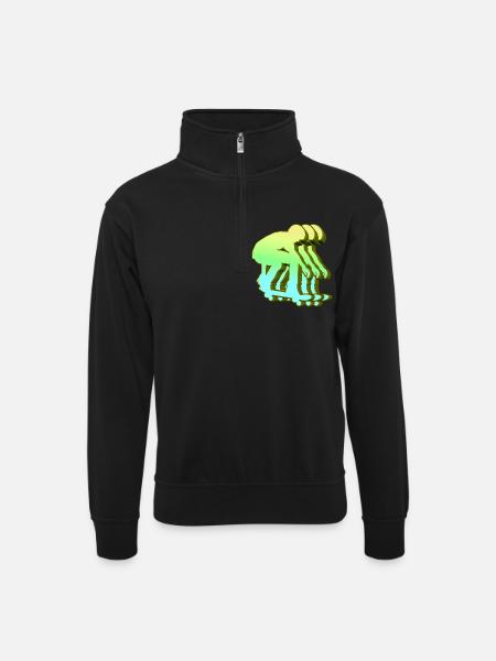 Skateboarder 3D - Sweat col montant zippé unisexe - noir