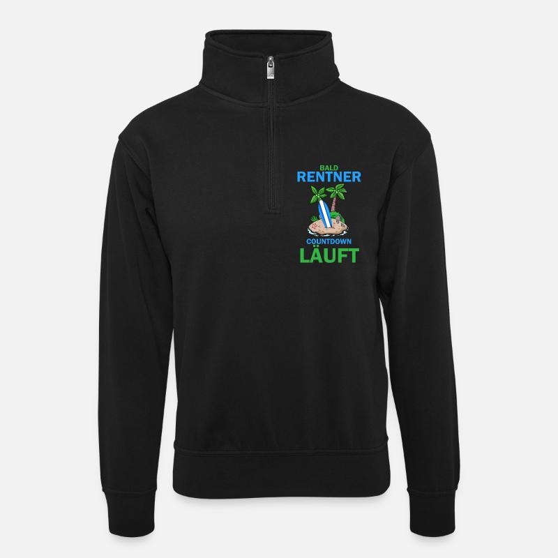 Bald Rentner - Unisex Pullover mit Zip-Kragen - Schwarz