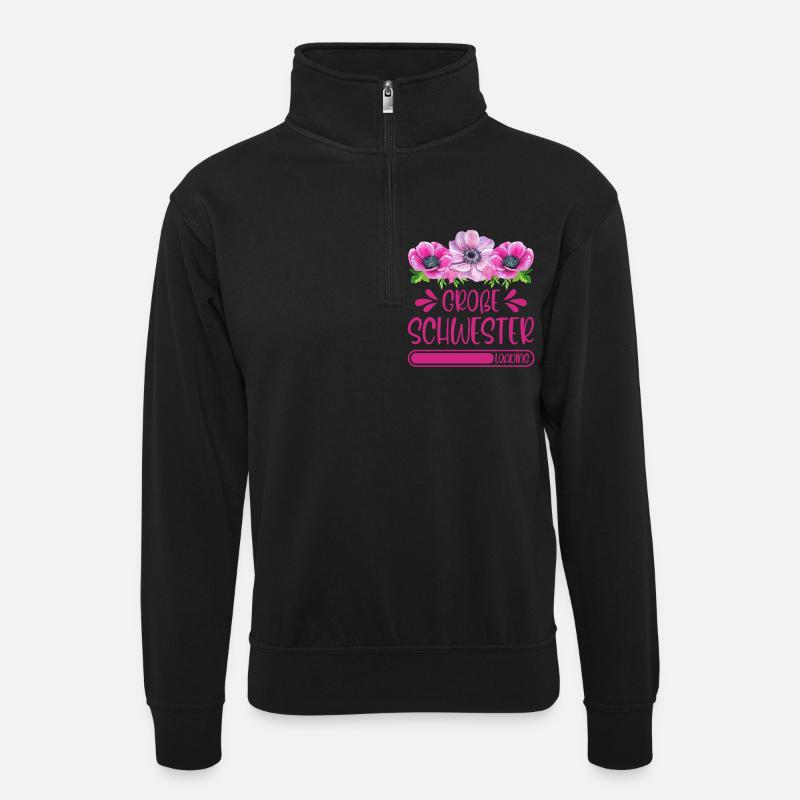 Große Schwester Loading - Unisex Pullover mit Zip-Kragen - Schwarz