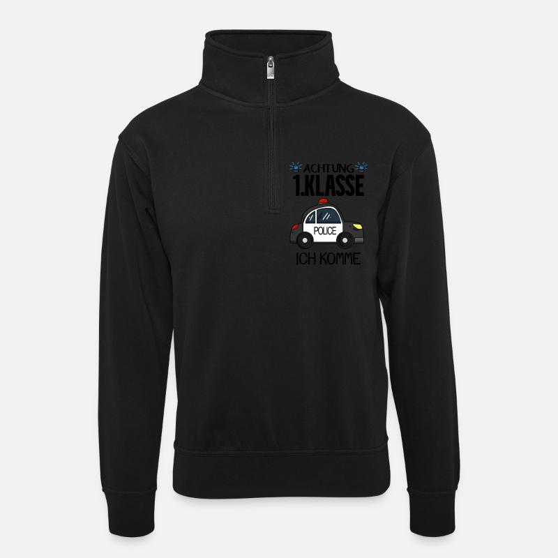 Einschulung Erste Klasse Junge - Unisex Pullover mit Zip-Kragen - Schwarz