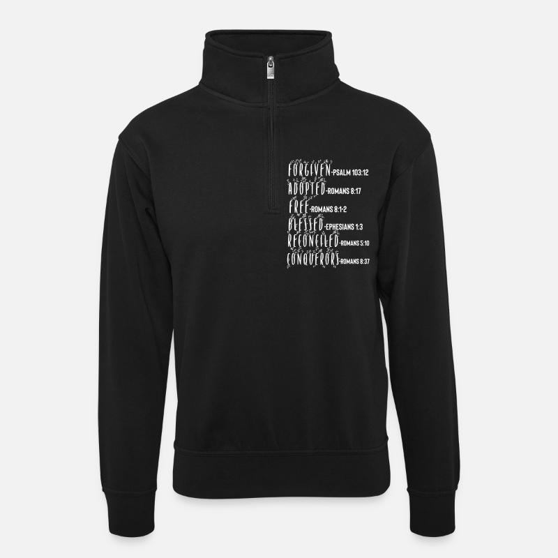 Holy Spirit Bible Verse - Unisex sweater with zip collar - black